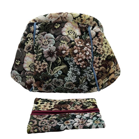 Handmade Tapestry Mini Purse Crossbody Chain Bag with Bill Card Holder Floral - Picture 2 of 14